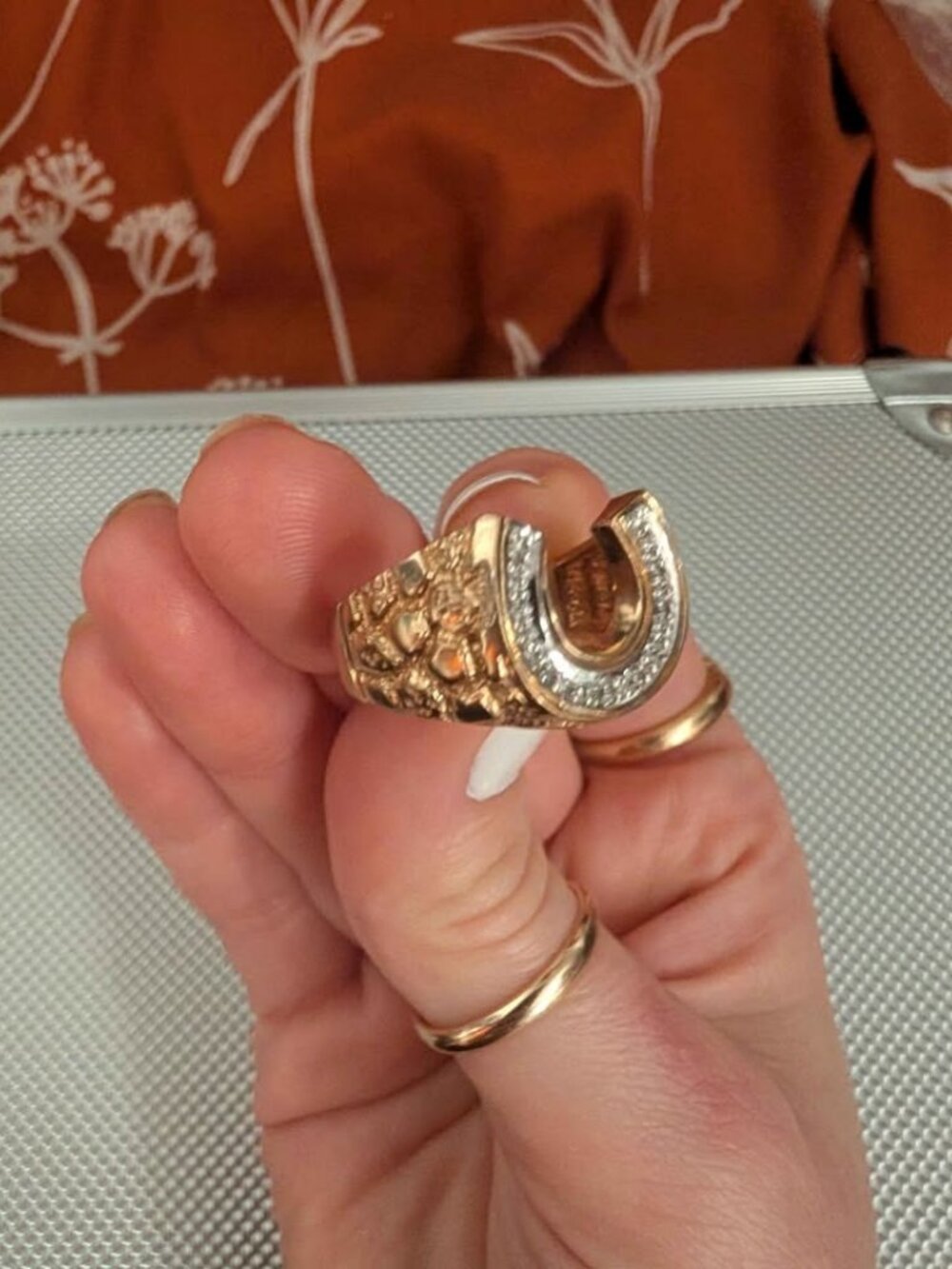 10k Gold size 9.5 Men's Horseshoe Landman Cowboy Ring - Picture 4 of 9